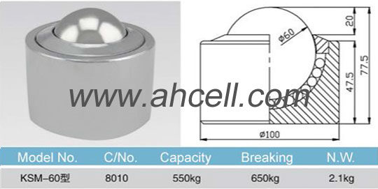 KSM-60 ball transfer unit size